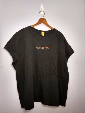 Women's Trick or Treat Tee Shirt Size 28/30 Black with Rhinestones Halloween